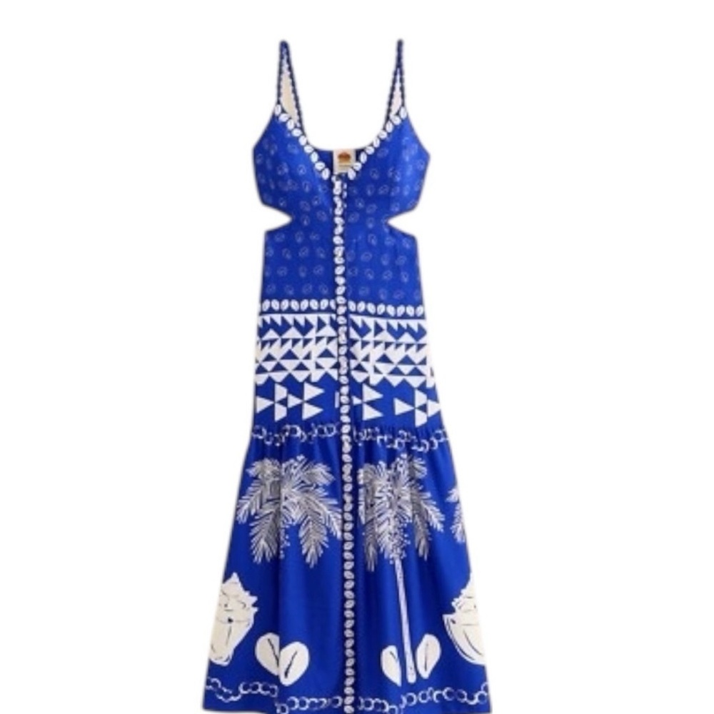 FARM Rio Blue and White Tropical Maxi Dress - Picture 4 of 4
